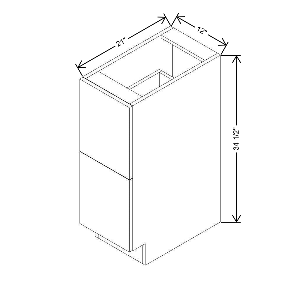 Modernform Cabinet Matte White 12" W X 34 1/2" H X 21" D Vanity Base with 2 Drawers
